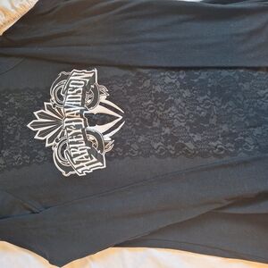 Harley-Davidson Black Lace Long Sleeve Top